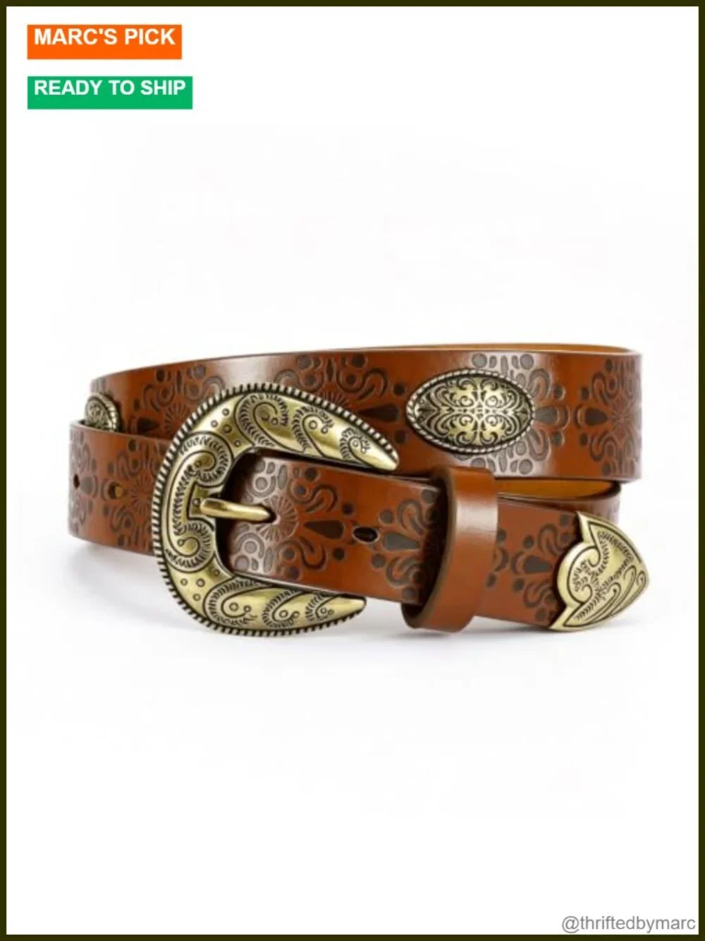 Faux Leather Western Belt Vintage Buckle Country Cowgirl Belt for Jeans Women